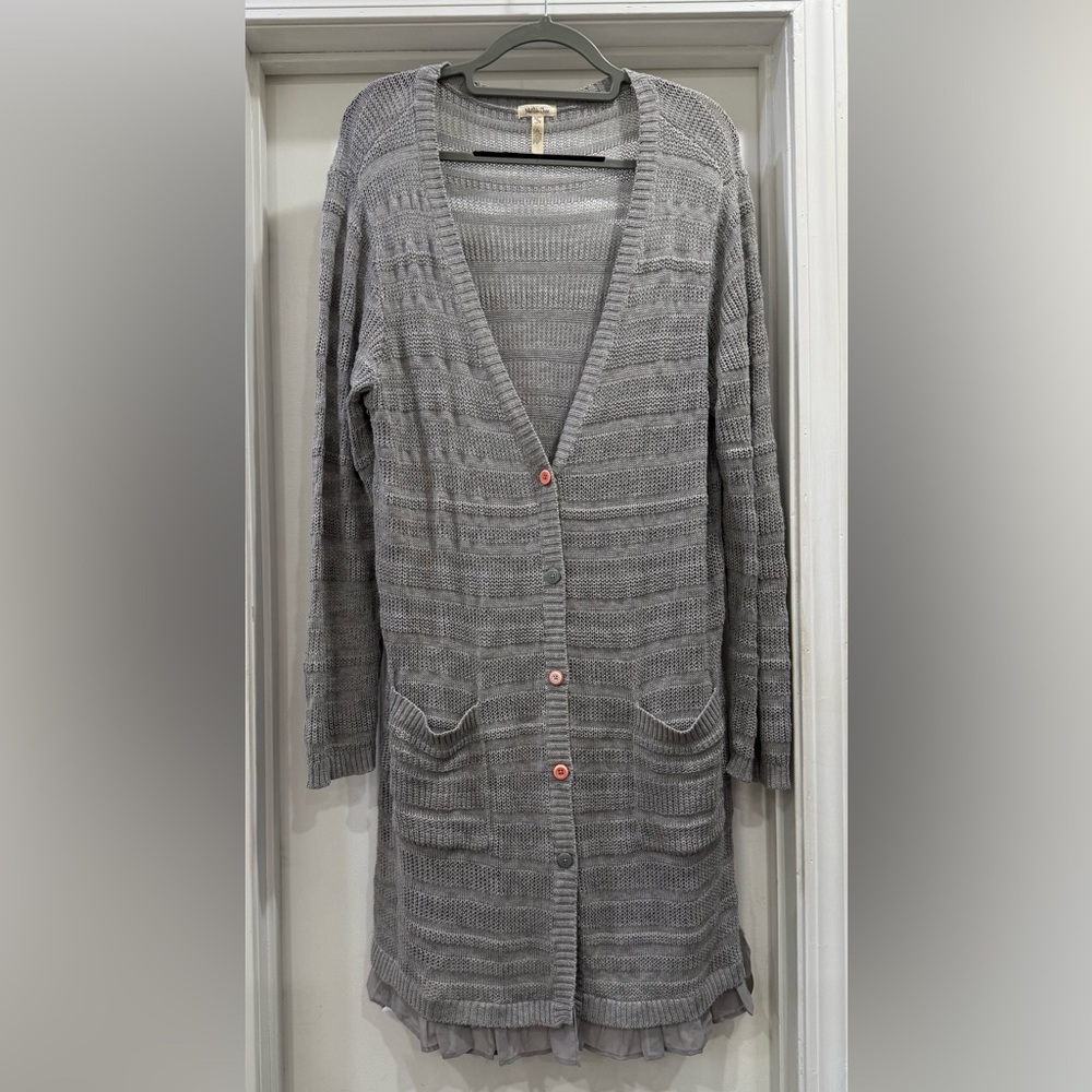 Matilda Jane Gray Long Cardigan Sweater Size XL